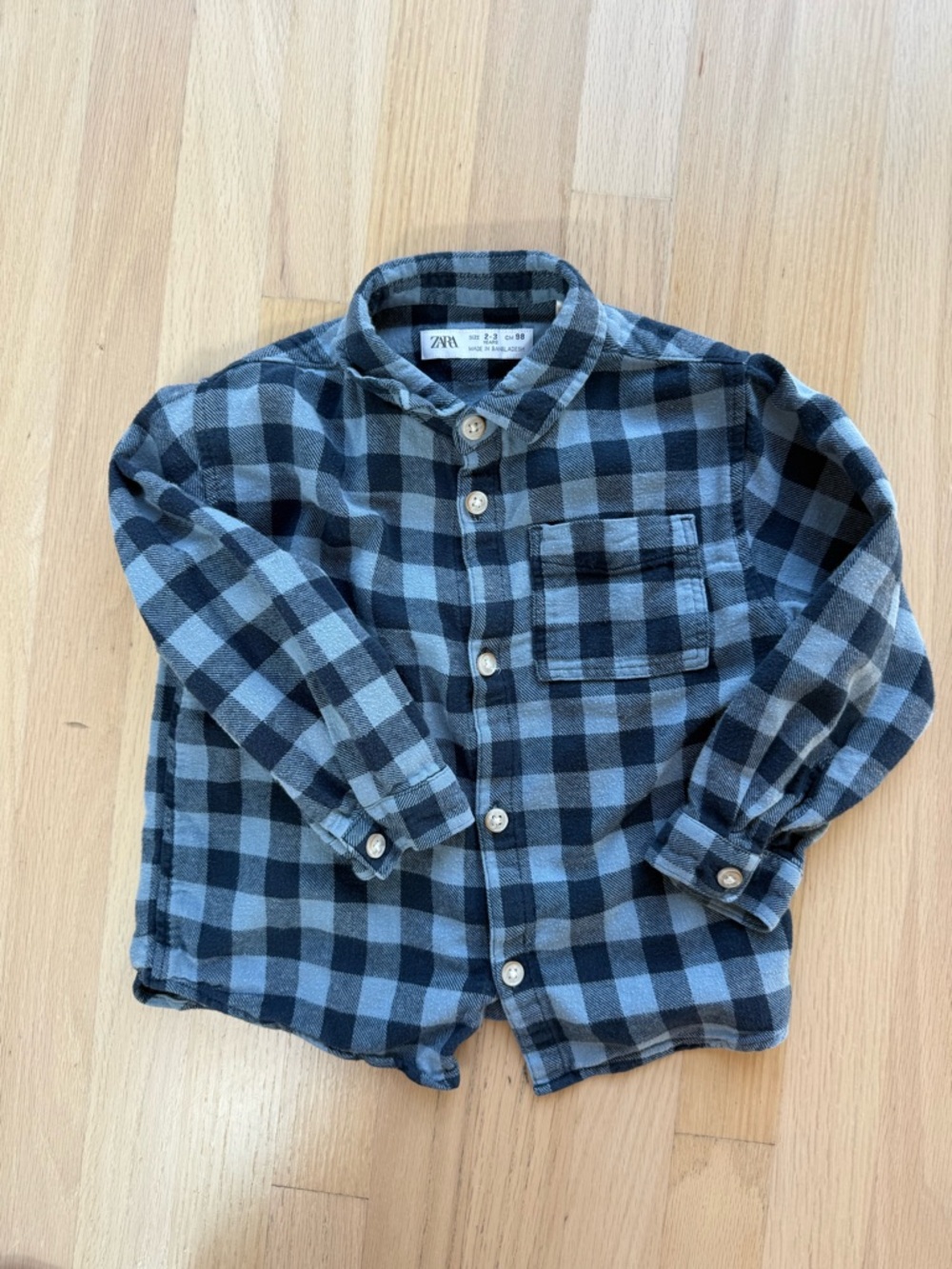 Zara Blue & Green Plaid Button-Down Shirt